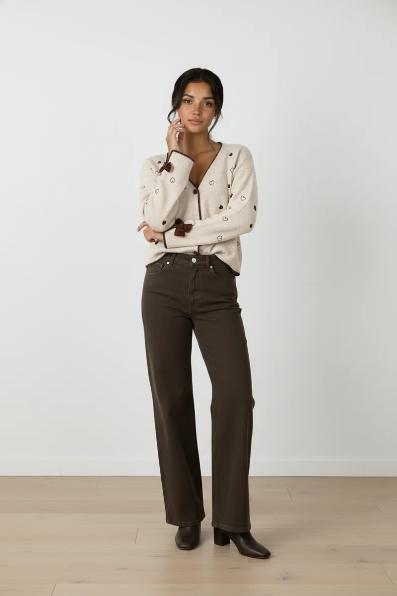 Jane heart cardigan beige