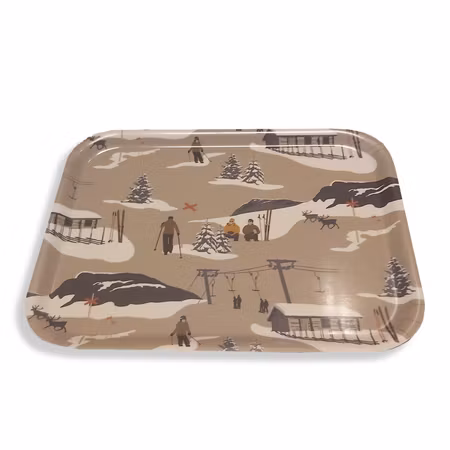 Vintervaara Fjälliv bricka – beige 20 × 27 cm
