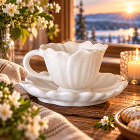 Majas Blomstra mugg white