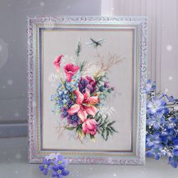 Broderikit Tavla Blommor Tulpaner och lilja
