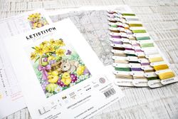 Broderikit Tavla Easter Rabbit och Chicks