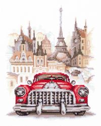Broderikit tavla retro bil buick