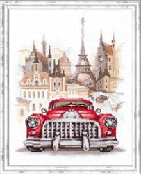 Broderikit tavla retro bil buick