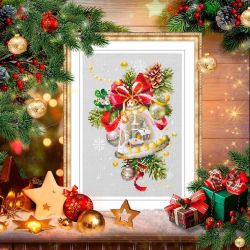 Broderikit Tavla Jul Christmas Klocka brodera korsstygn