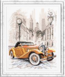 Broderikit tavla retro bil stil New York