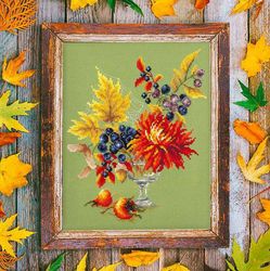 Broderikit Tavla Höst bukett  Autimn bouquet Blommor Bär