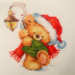 Broderikit Tavla Nalle med Lykta