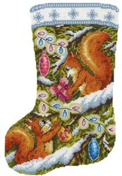 Broderikit Julstrumpa Ekorrar pyntar