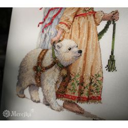 Broderikit Tavla Midvinter - Ängel med liten vitbjörn (32 count Murano)