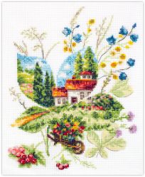 Broderikit Tavla Summer Day - Sommar dag på landet