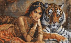 Broderikit Tavla Den indiska prinsessan och den kungliga tigern