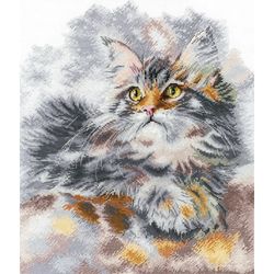 Broderikit Tavla Smoky - Grå katt
