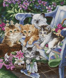 Broderikit Tavla Purfect Gardening Buddies - Kattungar i trädgården