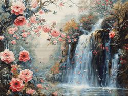 Broderikit Tavla Petit Point Crystalline Waterfall - Kristallint vattenfall