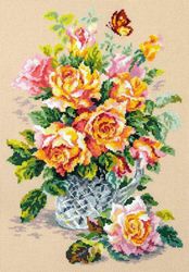 Broderikit Tavla Tea roses - Rosor