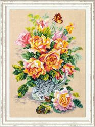 Broderikit Tavla Tea roses - Rosor