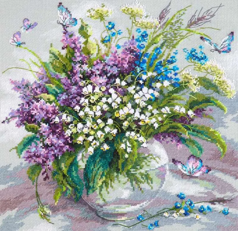 Talva Broderikit Talva Blommor i vas Liljekonvaljer - NataliasAtelje
