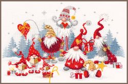 Broderikit Tavla Christmas meeting - Tomtar på möte