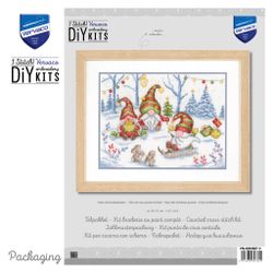 Broderikit Tavla Party with Christmas gnomes - Fest med tomtar