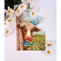 Broderikit Tavla In the daisies - Ko porträtt