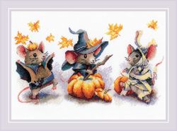 Broderikit Tavla Söta möss firar Halloween