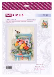 Broderikit Tavla Garden Flowers - Blommor på stol