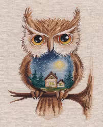 Broderikit Tavla Moonlit night Uggla