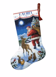 Broderikit Julstrumpa Santa och vänner