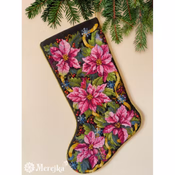 Broderikit Julstrumpa Rosa Julstjärna