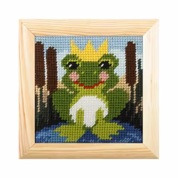 Broderikit för nybörjare Inkl Träram -  Groda