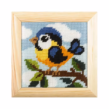 Broderikit för nybörjare Inkl Träram -  Fågel