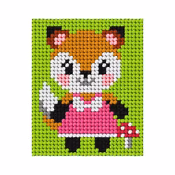 Broderikit för nybörjare Räv i rosa klänning