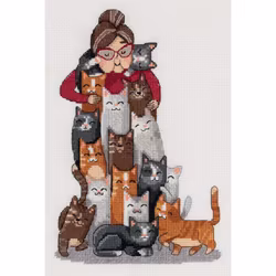 Broderikit Tavla Det kan aldrig bli för många katter