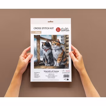Broderikit Tavla Warmth of Home - Två katter