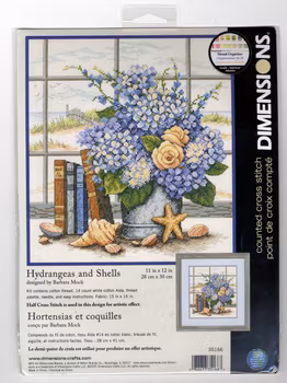 Broderikit Tavla  Hydrangeas and Shells