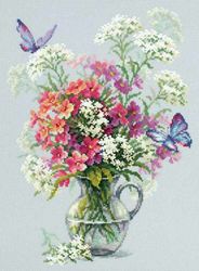 Broderikit Tavla Phlox bukett Blommor Brodera korsstygn