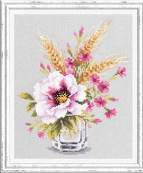 Broderikit Tavla vallmo Blommor Bukett