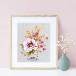 Broderikit Tavla vallmo Blommor Bukett