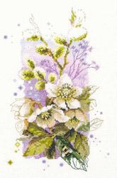 Broderikit Tavla Hellebore Julros Akvarell Blommor Brodera korsstygn