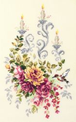 Broderikit Tavla Festive Etude Blommor Ljus brodera korsstygn