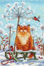 Broderikit Talva Katt i snön brodera korsstygn