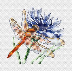 Broderikit Tavla Trollslända Blomma brodera korsstygn