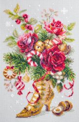 Broderikit Tavla Jul Julstrumpa Ros Julpynt brodera korsstygn