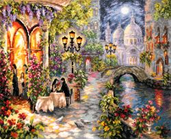 Broderikit Tavla Romantisk kväll Blommor Kärlek brodera korsstygn