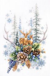Broderikit Tavla Winter Forest Spirit Hjort i skogen Naturen