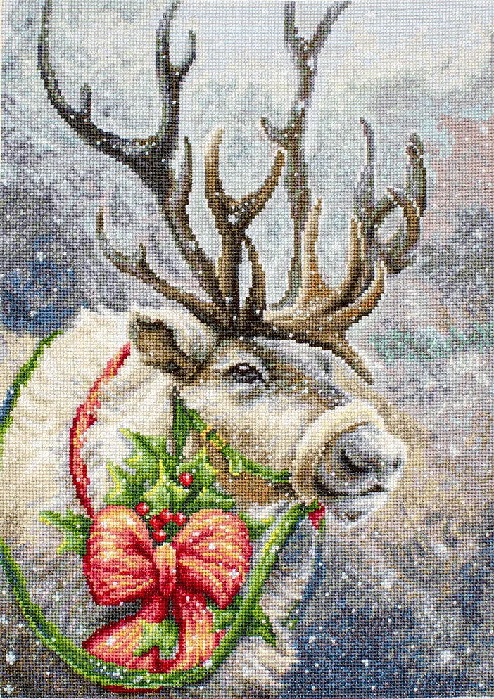 Broderikit Tavla Ren Jul Djur Dekor Brodera korsstygn - NataliasAtelje