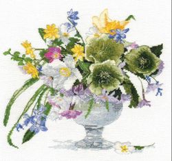 Broderikit Tavla Bukett Blommor Julros brodera korsstygn