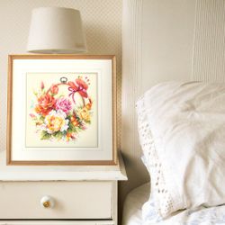 Broderikit Tavla Handarbete Rosor för needlewomen Nåldyna brodera korsstygn