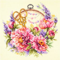 Broderikit Tavla Pioner för Needlewomen Blommor Brodera korsstygn