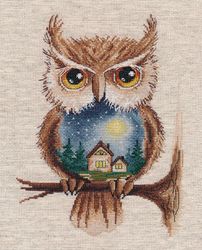 Broderikit Tavla Moonlit night Uggla